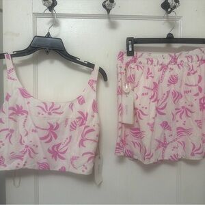 Pink Floral Women's Skirt Set
